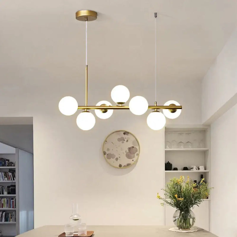 Postmodern glass ball pendant light for kitchen brass & frosted glass