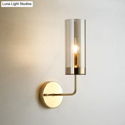 DecorBites™ Postmodern Glass Tube Wall Sconce with Brass Finish