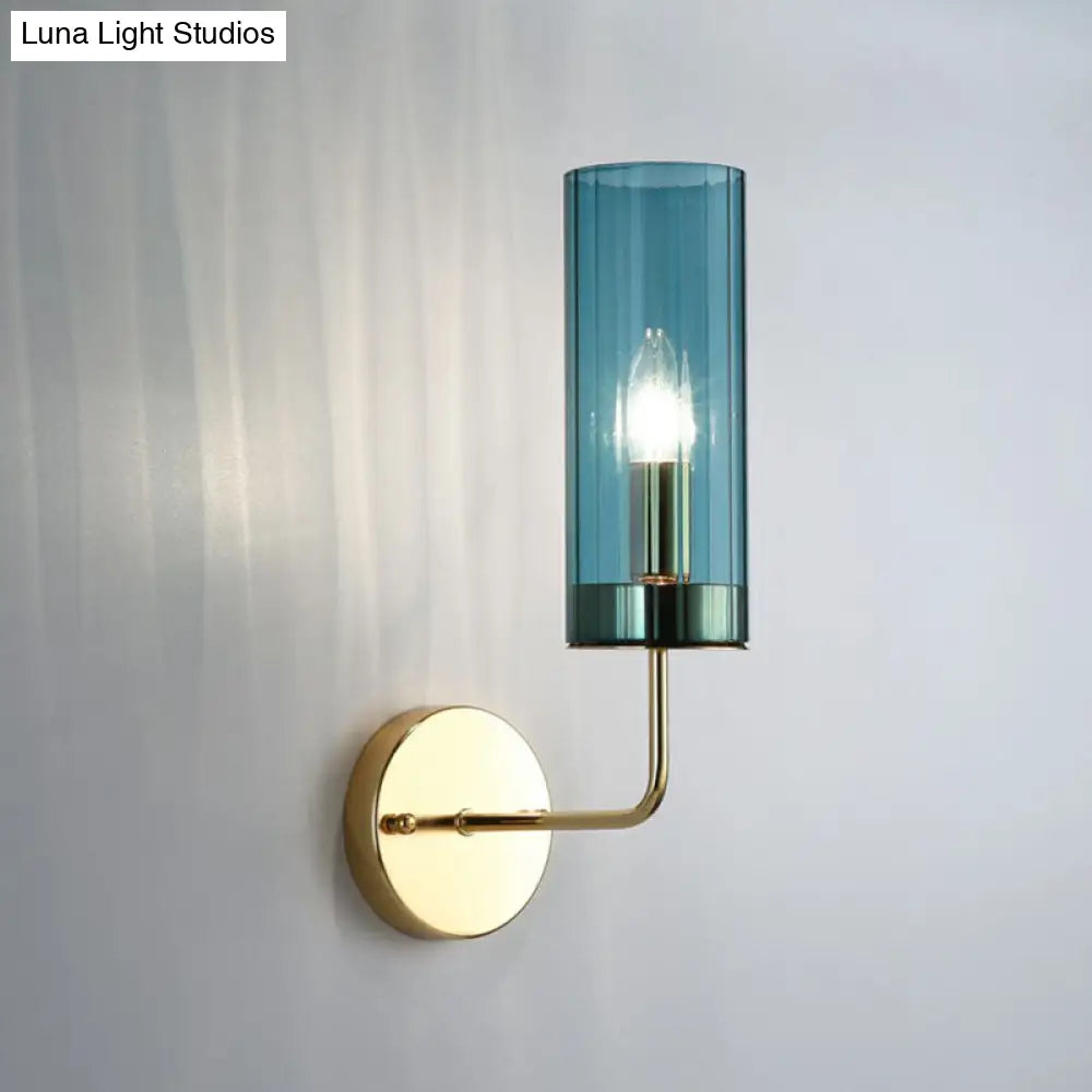 DecorBites™ Postmodern Glass Tube Wall Sconce with Brass Finish