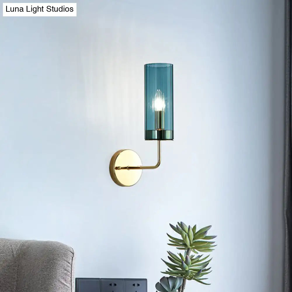 DecorBites™ Postmodern Glass Tube Wall Sconce with Brass Finish