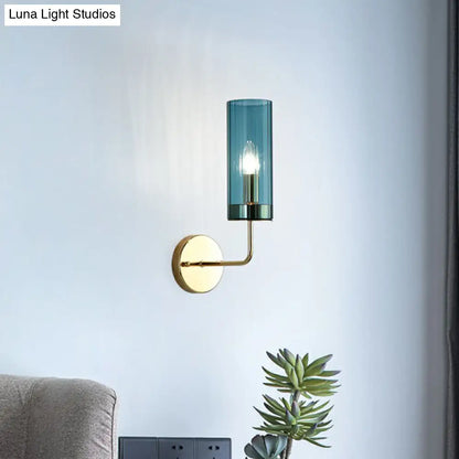 DecorBites™ Postmodern Glass Tube Wall Sconce with Brass Finish