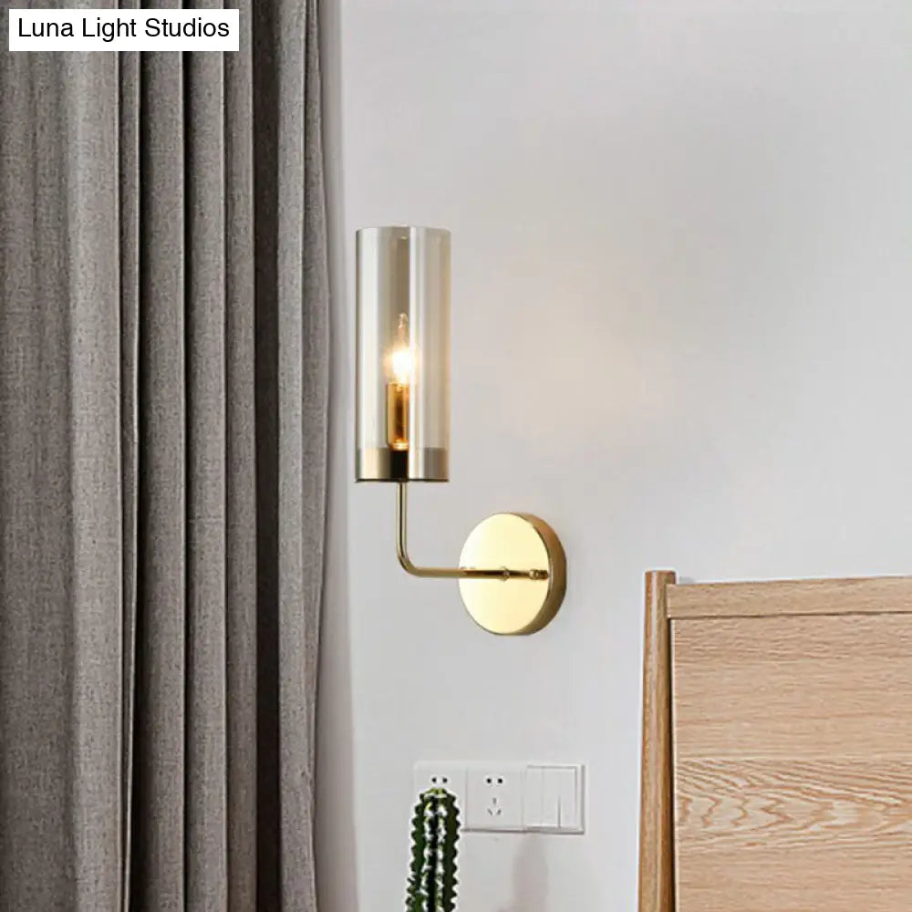 DecorBites™ Postmodern Glass Tube Wall Sconce with Brass Finish