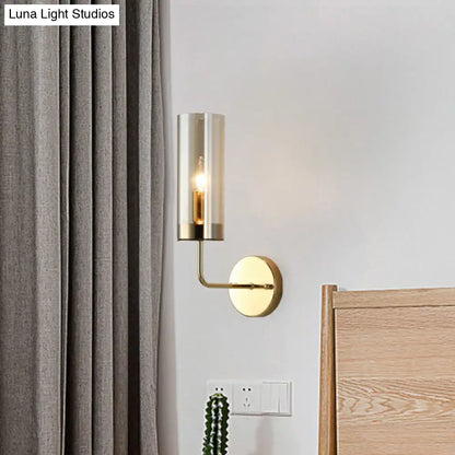 DecorBites™ Postmodern Glass Tube Wall Sconce with Brass Finish