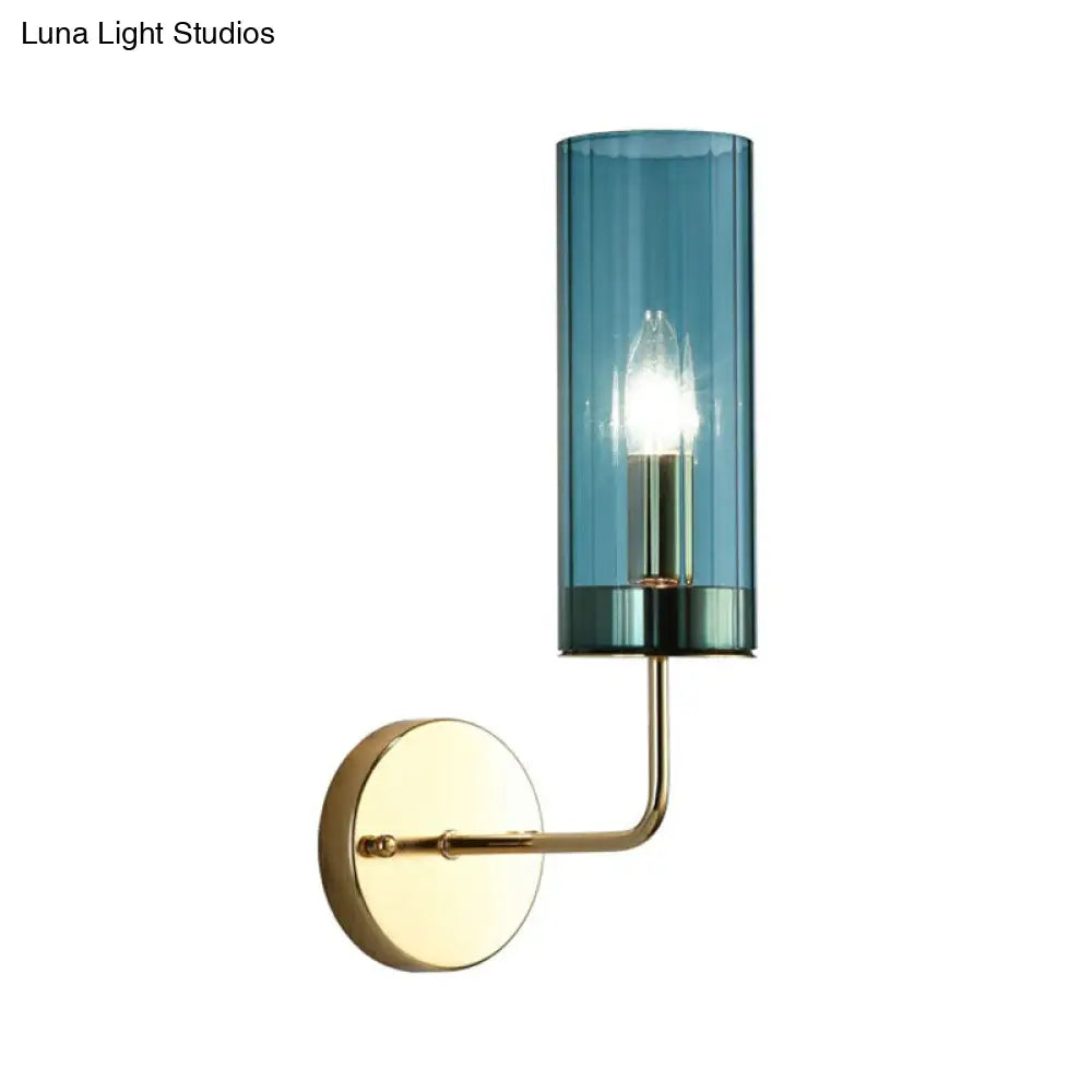 DecorBites™ Postmodern Glass Tube Wall Sconce with Brass Finish
