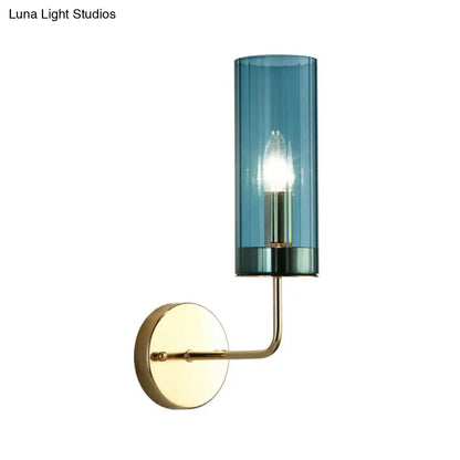 DecorBites™ Postmodern Glass Tube Wall Sconce with Brass Finish