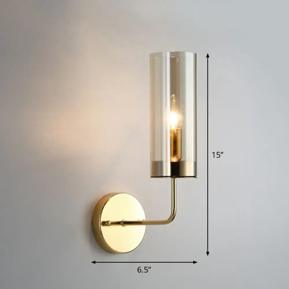 DecorBites™ Postmodern Glass Tube Wall Sconce with Brass Finish