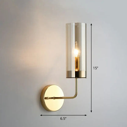 DecorBites™ Postmodern Glass Tube Wall Sconce with Brass Finish