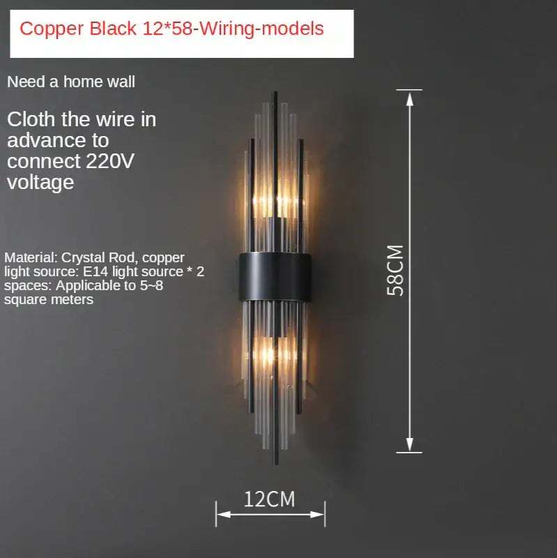 Postmodern gold and crystal copper wall lights for bedroom