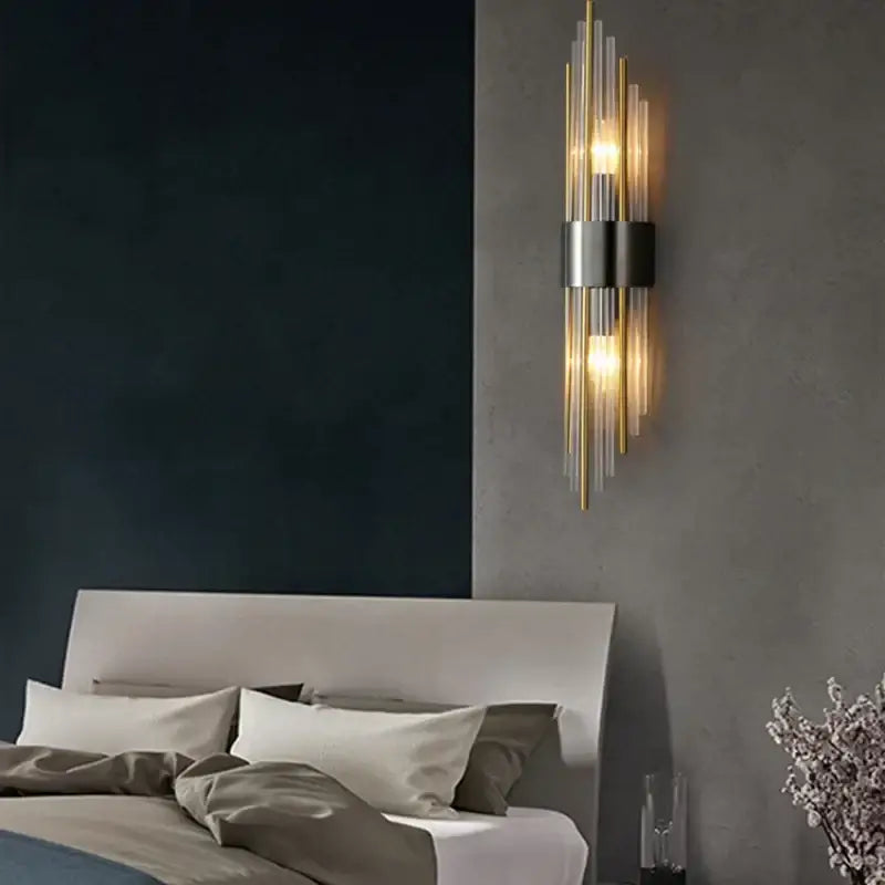 Postmodern gold and crystal copper wall lights for bedroom
