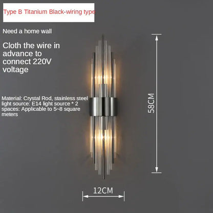 Postmodern gold and crystal copper wall lights for bedroom