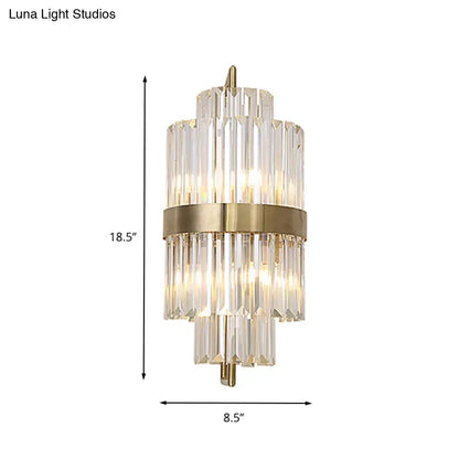 Postmodern gold and crystal wall sconce corridor direct wired electric