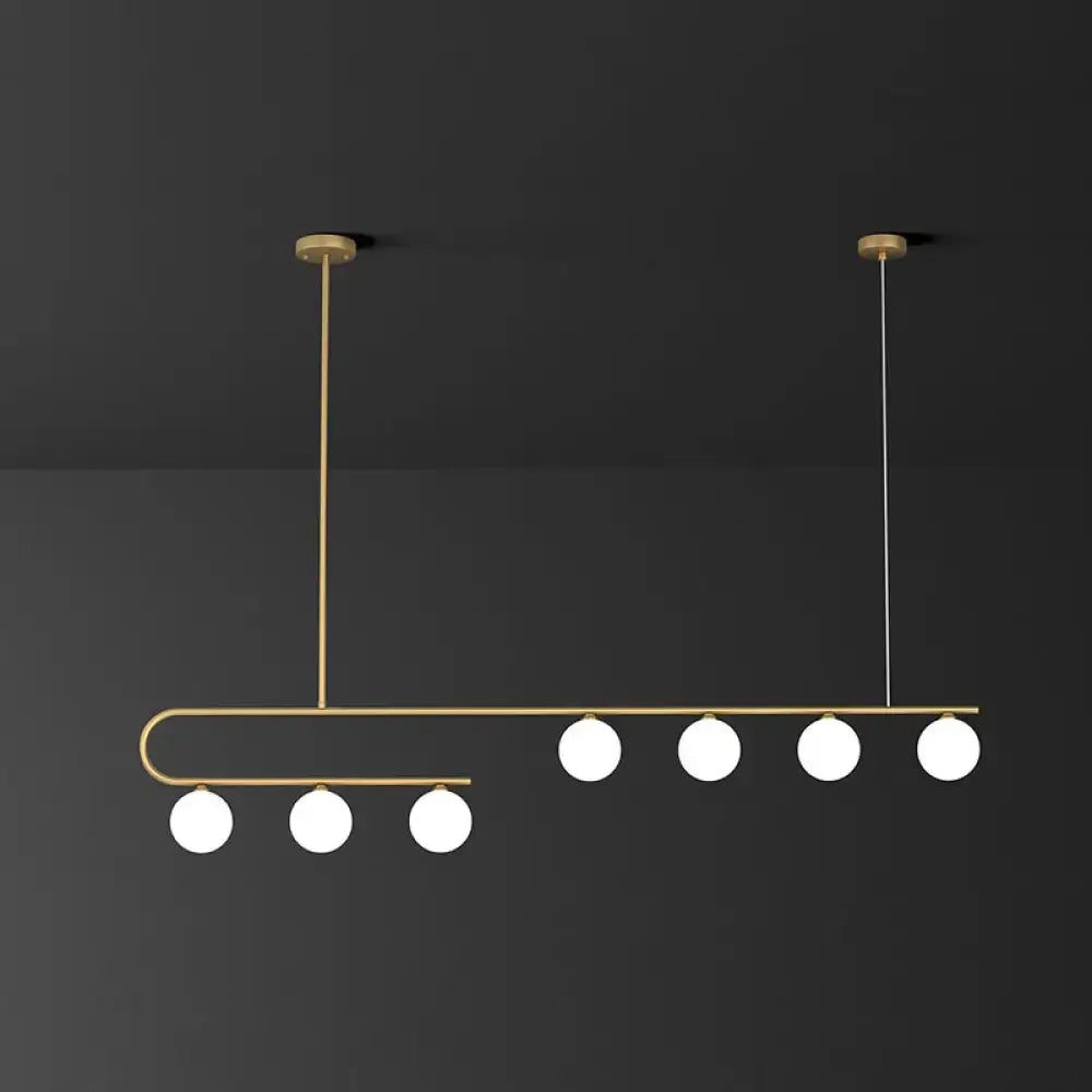 Postmodern gold and ivory island pendant light kitchen glass ball