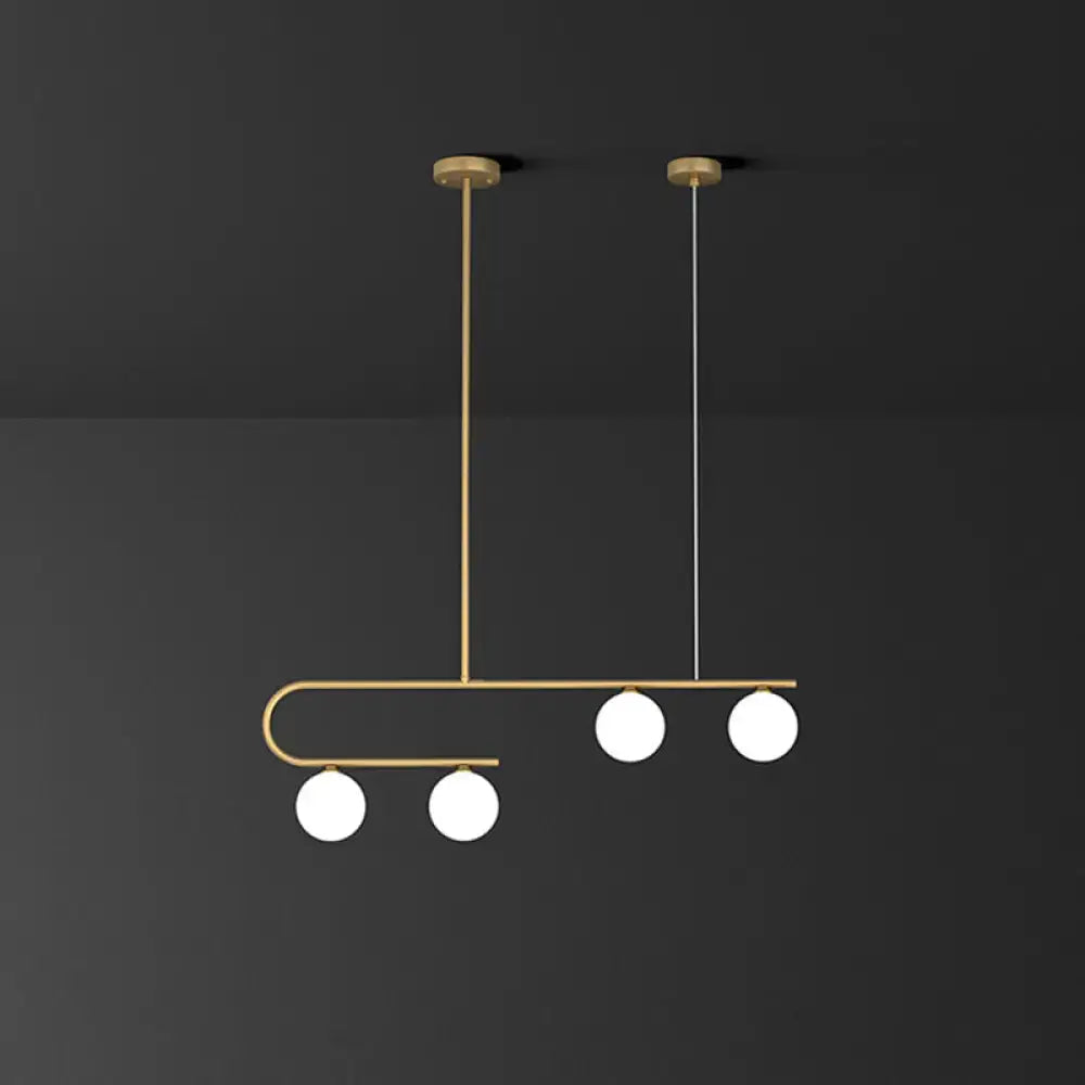 Postmodern gold and ivory island pendant light kitchen glass ball