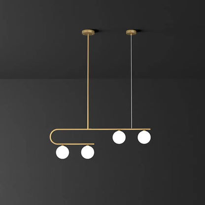 Postmodern gold and ivory island pendant light kitchen glass ball