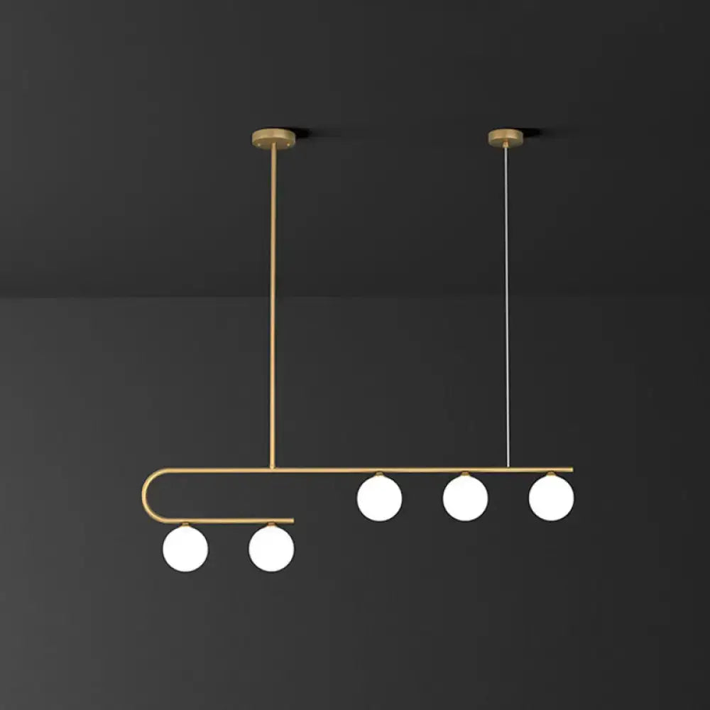 Postmodern gold and ivory island pendant light kitchen glass ball