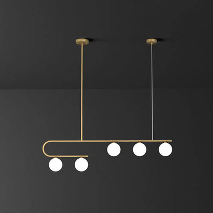 Postmodern gold and ivory island pendant light kitchen glass ball