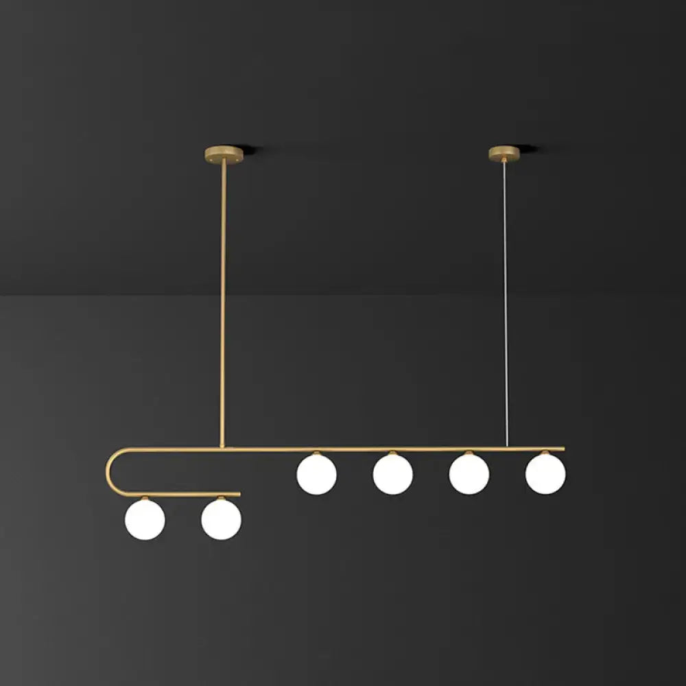 Postmodern gold and ivory island pendant light kitchen glass ball