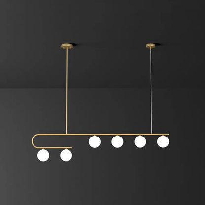 Postmodern gold and ivory island pendant light kitchen glass ball