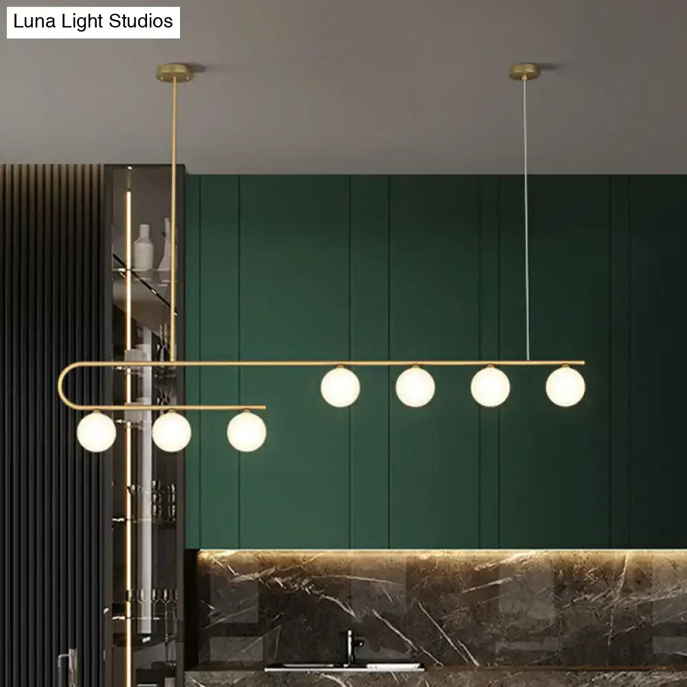 Postmodern gold and ivory island pendant light kitchen glass ball