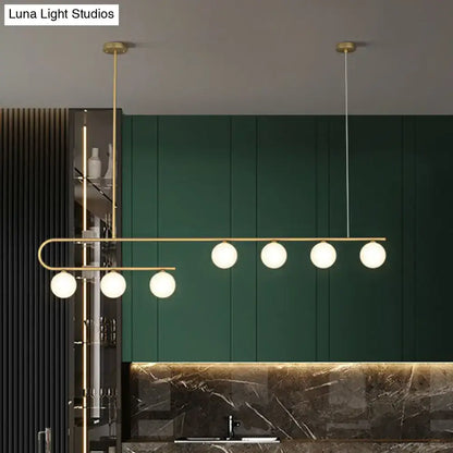 Postmodern gold and ivory island pendant light kitchen glass ball