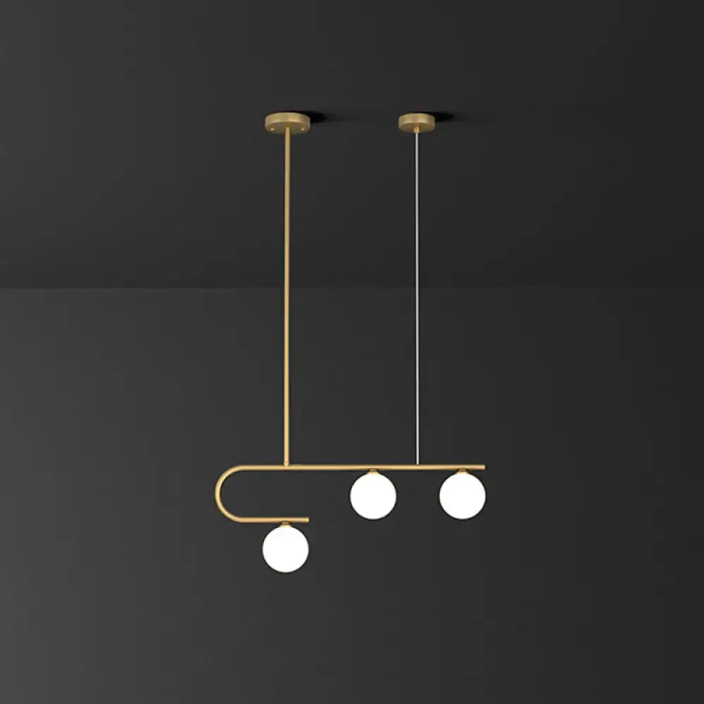 Postmodern gold and ivory island pendant light kitchen glass ball
