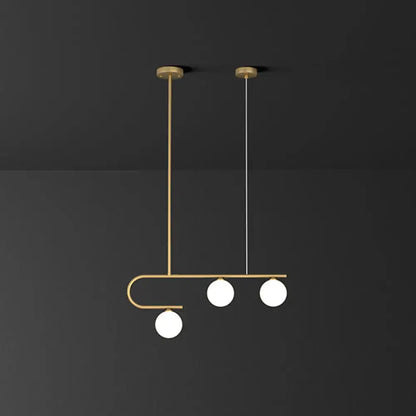 Postmodern gold and ivory island pendant light kitchen glass ball