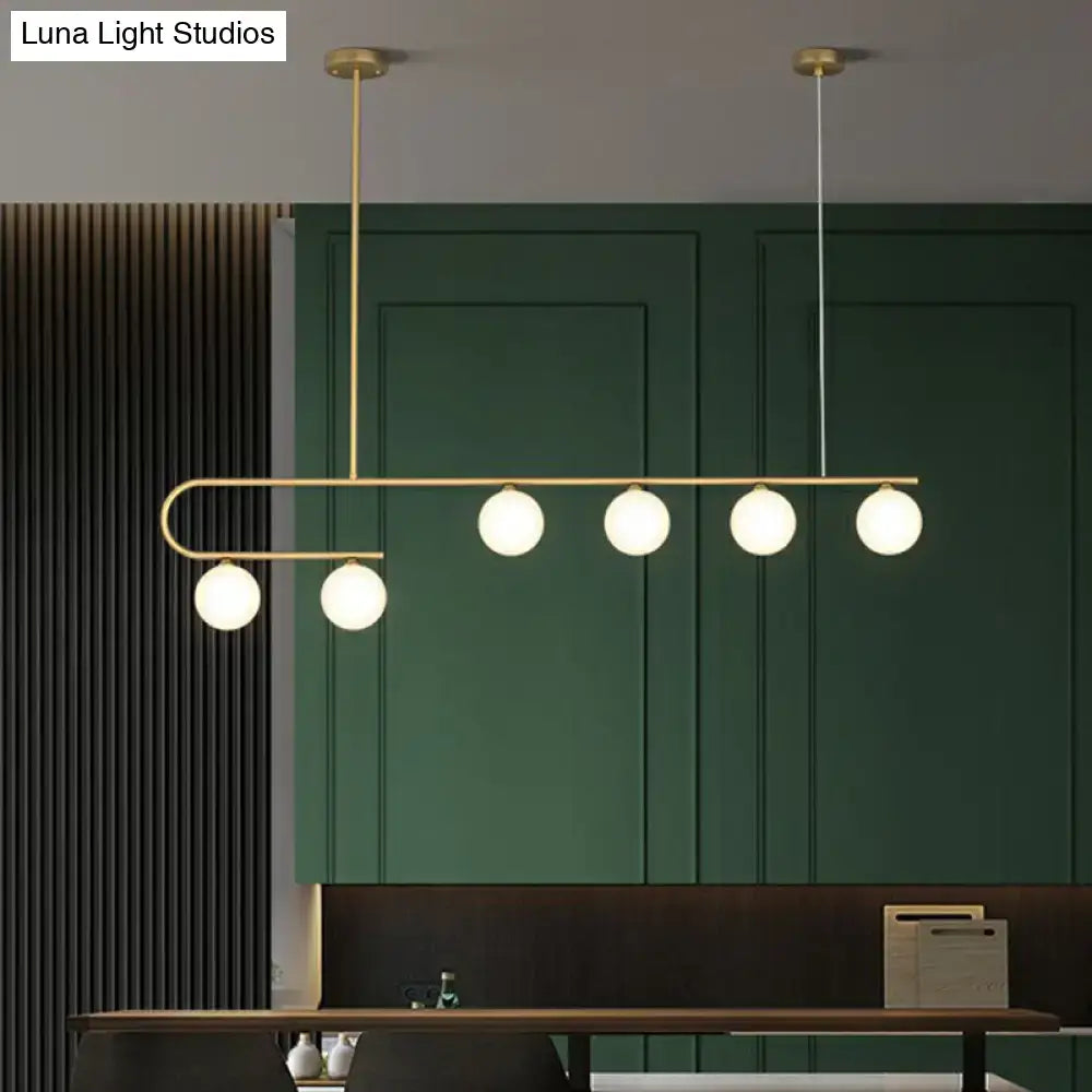 Postmodern gold and ivory island pendant light kitchen glass ball