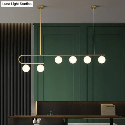 Postmodern gold and ivory island pendant light kitchen glass ball