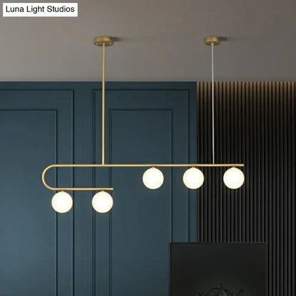 Postmodern gold and ivory island pendant light kitchen glass ball