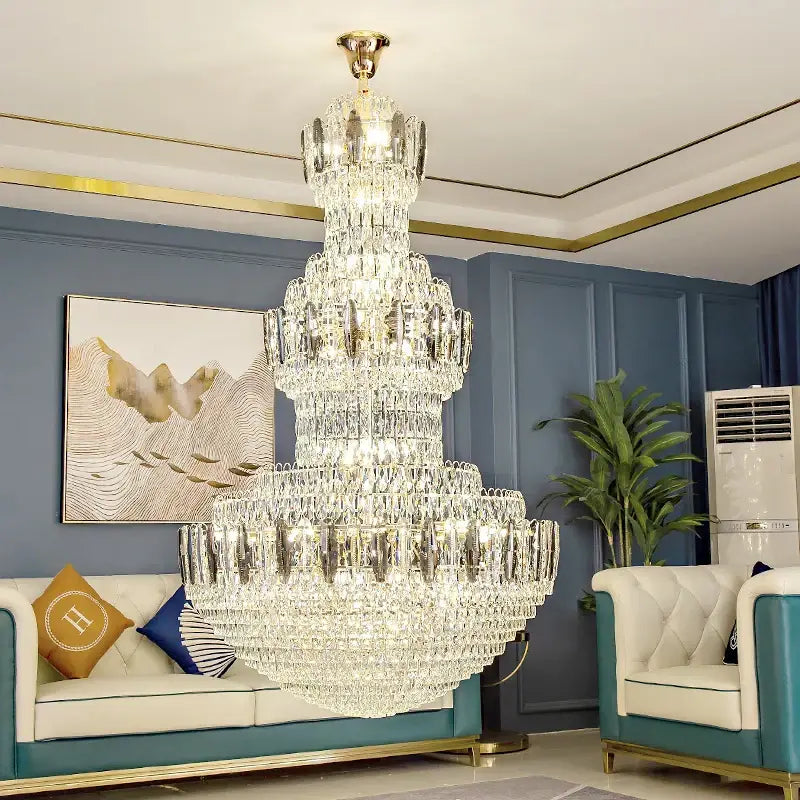 Postmodern gold and silver luxury crystal chandelier dining room light