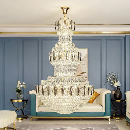 Postmodern gold and silver luxury crystal chandelier dining room light