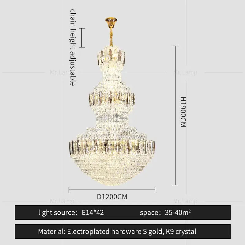 Postmodern gold and silver luxury crystal chandelier dining room light