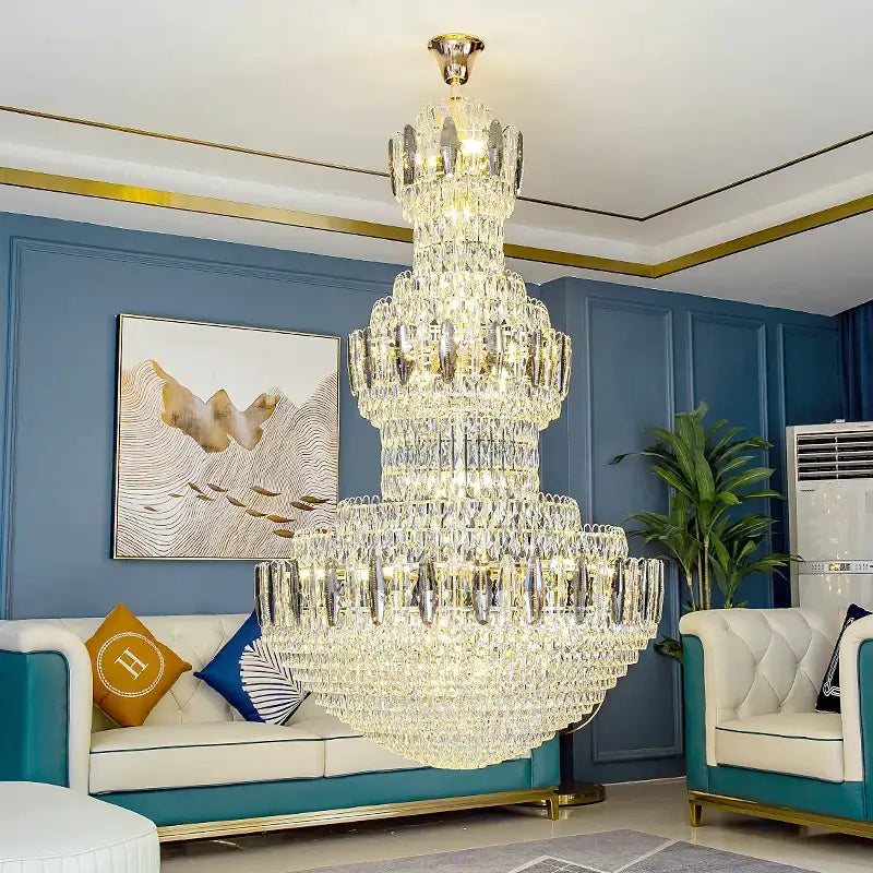 Postmodern gold and silver luxury crystal chandelier dining room light