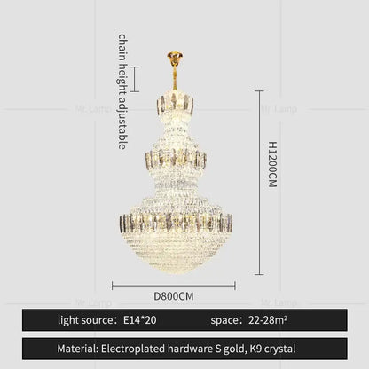 Postmodern gold and silver luxury crystal chandelier dining room light
