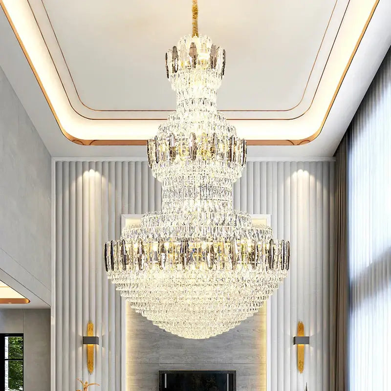 Postmodern gold and silver luxury crystal chandelier dining room light