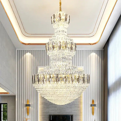 Postmodern gold and silver luxury crystal chandelier dining room light