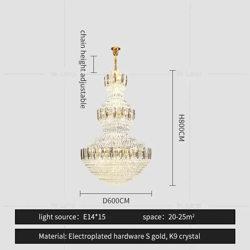Postmodern gold and silver luxury crystal chandelier dining room light