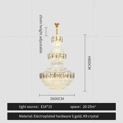 Postmodern gold and silver luxury crystal chandelier dining room light