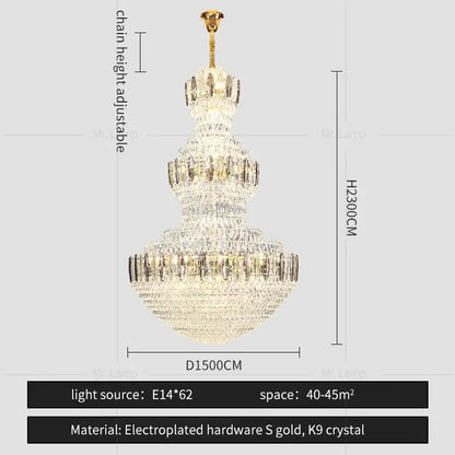 Postmodern gold and silver luxury crystal chandelier dining room light