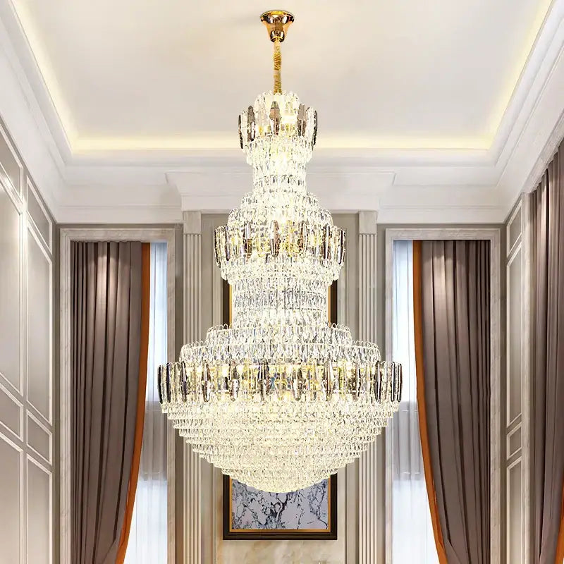 Postmodern gold and silver luxury crystal chandelier dining room light