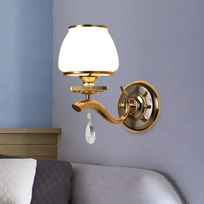 Postmodern gold and white glass crystal drop wall sconce bedroom light