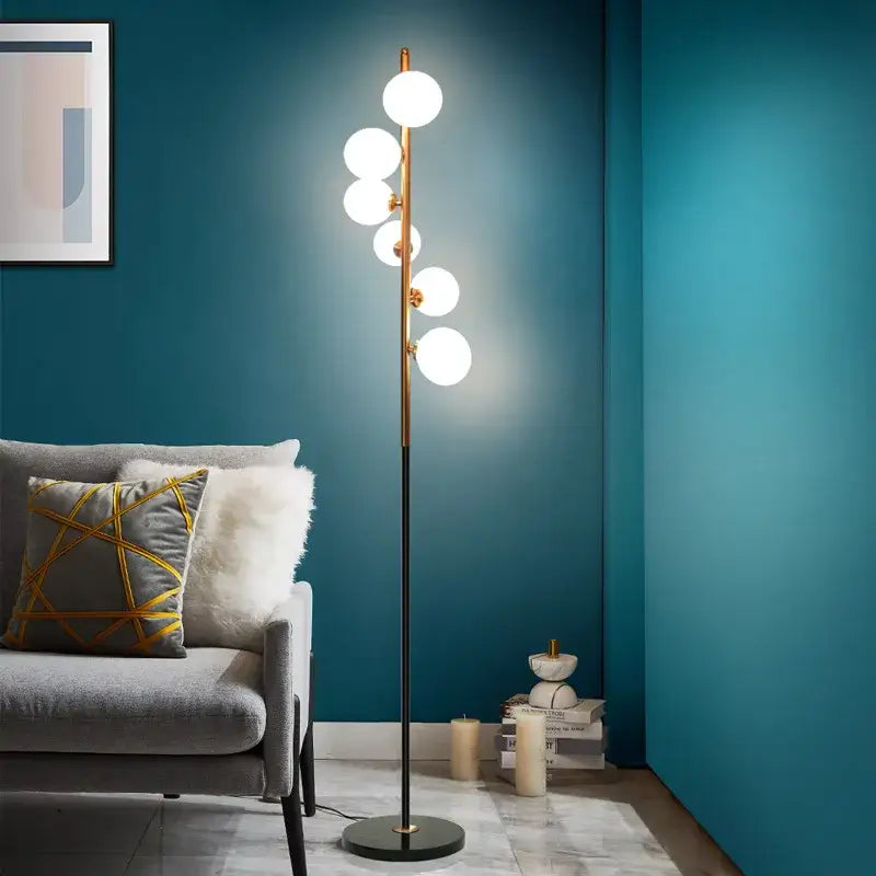 Postmodern gold & black glass floor lamp living room cascade light