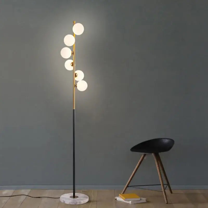 Postmodern gold & black glass floor lamp living room cascade light
