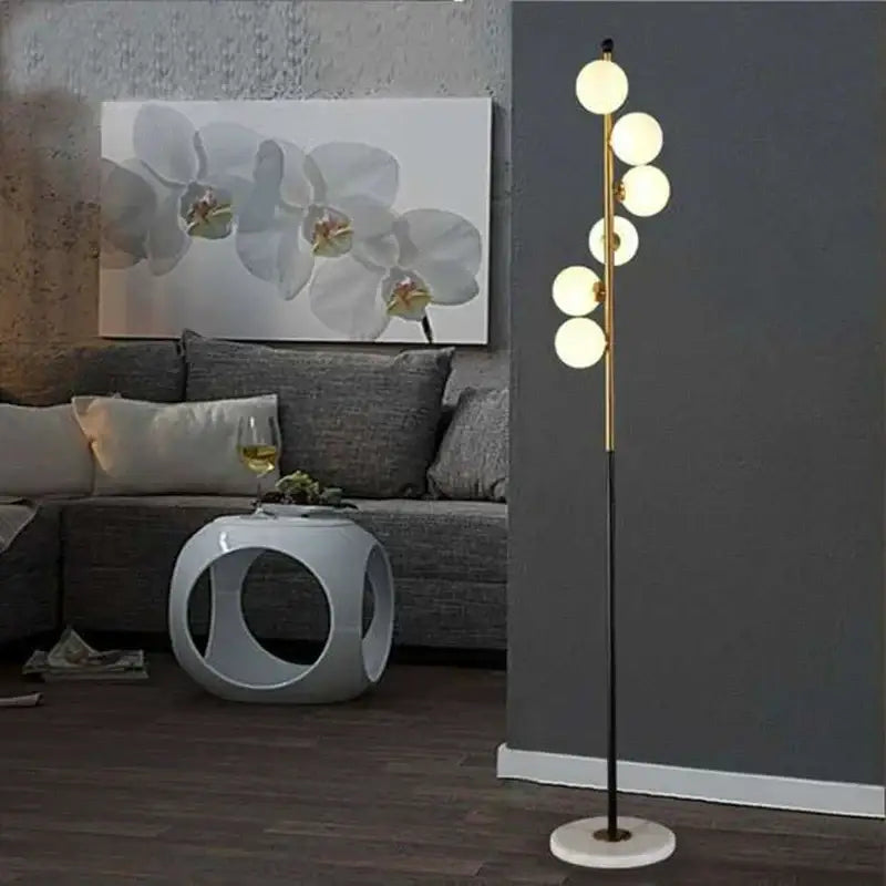 Postmodern gold & black glass floor lamp living room cascade light