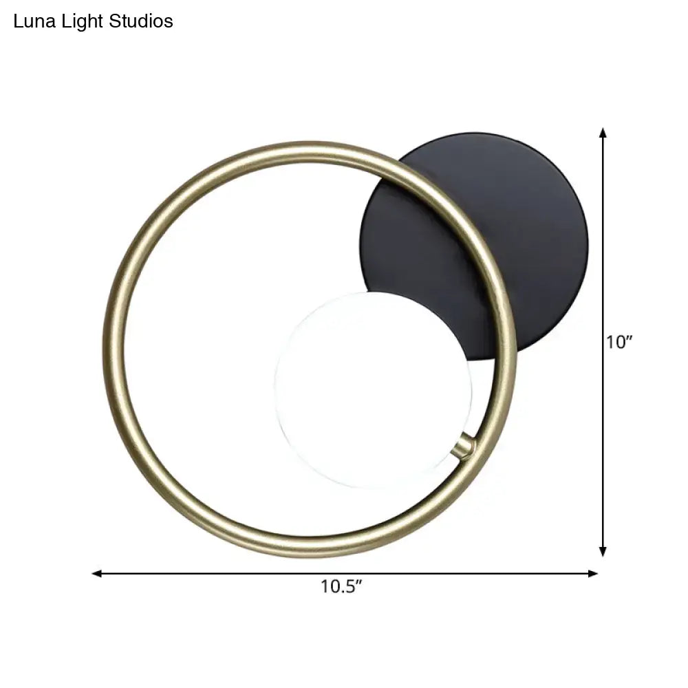 Postmodern gold & black ring wall mounted light bedroom sconce