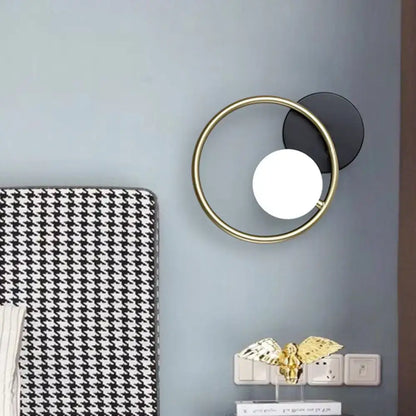 Postmodern gold & black ring wall mounted light bedroom sconce
