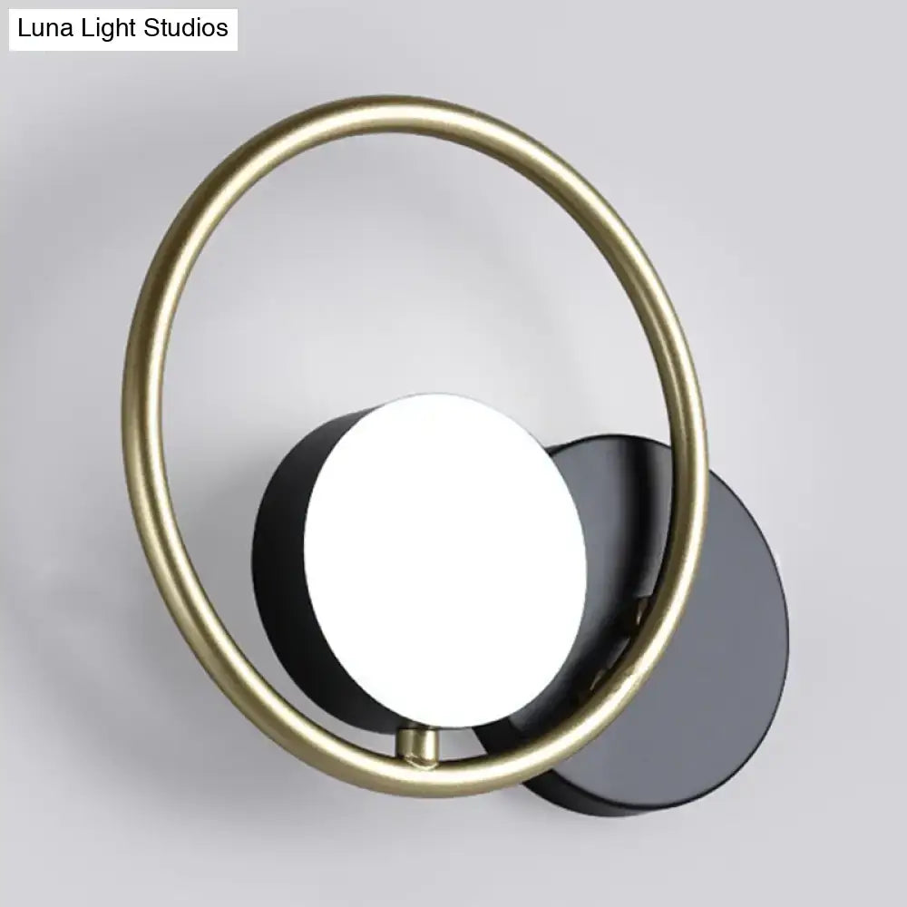 Postmodern gold & black ring wall mounted light bedroom sconce
