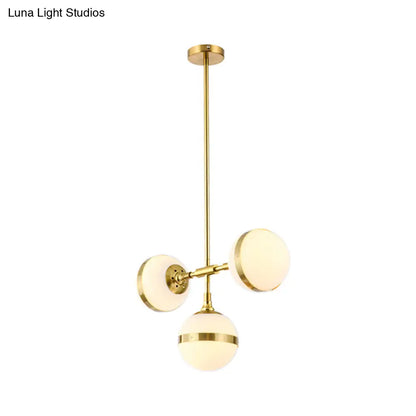 DecorBites™ Postmodern Gold Branch Pendant Light with White Ball Glass - 3/5-Light Suspension Lamp Kit