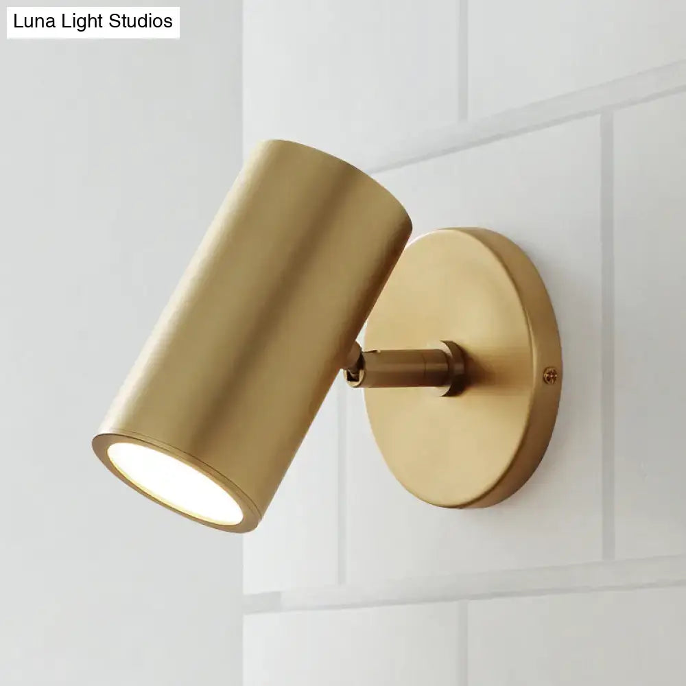 Postmodern gold brass tube wall light bedroom reading fixture