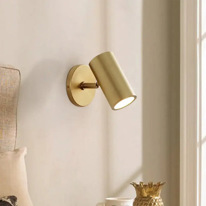 Postmodern gold brass tube wall light bedroom reading fixture